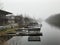 canal Wharf autumn fog water  the silence of the day river