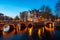 Canals of Amsterdam at night. Amsterdam is the capital and most populous city of the Netherlands