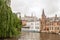 The Canals and brick houses of Bruges in Belgium Flanders