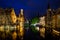Canals in Bruges at night