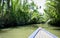 The canals in the Mekong Delta are surrounded by jungles and mangroves. Vietnamese rowing boats on canal waters