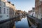 Canals and old medieval houses, Brugge, West Flanders,Belgium. Winter sunny cityscape