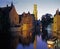 Canalside buildings and Belfry, Bruges.