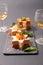 Canape with foie gras and wine