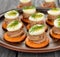 Canape with pate and egg