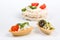 Canape snacks with cottage cheese