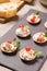 Canapes, Appetizer with creamy Chicken salad