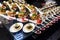 canapes with appetizers on a buffet table