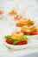 Canapes with fresh tuna, vegetable