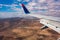 Canary Islands mountain landscape under airplane wing