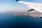 Canary Islands mountain landscape under airplane wing