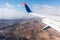 Canary Islands mountain landscape under airplane wing