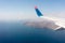 Canary Islands mountain landscape under airplane wing