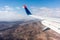 Canary Islands mountain landscape under airplane wing