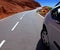 Canary Islands winding road curves and car