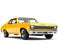 Canary yellow restored vintage muscle car