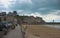 CANCALE, FRANCE - April 7th 2019 - View from boardwalk at Atlantic ocean shore and town