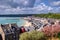 Cancale view, city in north of France known for oyster farming,