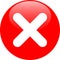 Cancel button with cancel icon symbol on red round crystal round button