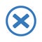 Cancel, close, delete, erase, fail, remove, stop icon. Blue vector design.