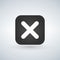 Cancel cross icon. Flat design square internet gray button on white background.