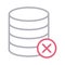 Cancel database thin color line vector icon