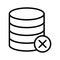 Cancel database thin line vector icon