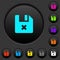 Cancel file dark push buttons with color icons