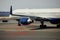 Canceled travel US quarantine with coronavirus COVID-19 the aircraft plane is preparing to fly at the airplane on the runway the