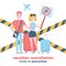 Cancelled flights and traveling vacations because of COVID-19 outbreak concept. flat vector illustration. Couple of tourists with