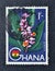 Cancelled postage stamp printed by Ghana, that shows Black Crowned Crane