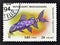 Cancelled postage stamp printed by Madagascar, that shows Upside-down Catfish