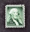 Cancelled postage stamp printed by USA, that shows portrait of president George Washington