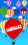 CANCELLED written on hot air balloon with a blue sky background.