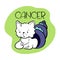 Cancer Astrological Zodiac sign with cute cat character. Cat zodiac icon. Baby shower or birthday greeting card