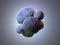 Cancer cells damaged, dicky, morbid infected cells, 3d Render