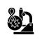 Cancer clinical trials black glyph icon