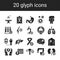 Cancer different organs glyph black icons set. Oncology. Medical diagnostic. Isolated vector elements. Pictograms for web page,