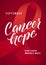 Cancer hope. Blood Cancer Awareness Label. Vector Tamplate with Red Ribbon - Symbol of Cancer Fight