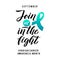 Cancer hope. Ovarian Cancer Awareness Label. Vector Tamplate with Teal Ribbon - Symbol of Cancer Fight