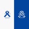 Cancer, Oncology, Ribbon, Medical Line and Glyph Solid icon Blue banner Line and Glyph Solid icon Blue banner