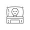 Cancer patient in bed, oncology line icon.