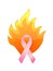 Cancer pink burning ribbon illustration