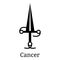 Cancer Sword Icon. Silhouette of Zodiacal Weapon. One of 12 Zodiac Weapons. Vector Astrological, Horoscope Sign. Zodiac Symbol.