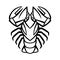 Cancer zodiac sign, black horoscope symbol.