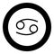 Cancer zodiac symbol crawfish sign icon black color in round circle