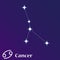 Cancer zodiacal constellation vector illustration, horoscope symbol, sign of the zodiac