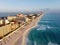 Cancun beach and hotel zone aerial view, Quintana Roo, Mexico