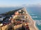 Cancun beach and hotel zone aerial view, Quintana Roo, Mexico