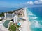 Cancun beach and hotel zone aerial view, Quintana Roo, Mexico